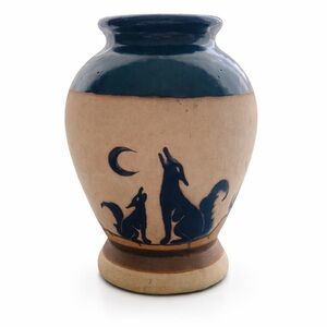 Vintage Mexican Tonalá ceramic wolf pottery